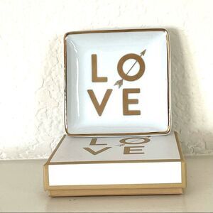 Fringe Studio LOVE white and gold trinket dish